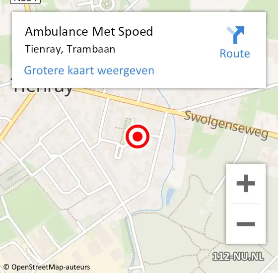 Locatie op kaart van de 112 melding: Ambulance Met Spoed Naar Tienray, Trambaan op 12 september 2014 15:04