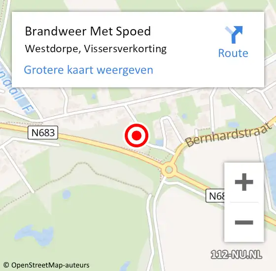 Locatie op kaart van de 112 melding: Brandweer Met Spoed Naar Westdorpe, Vissersverkorting op 23 oktober 2023 15:24