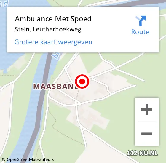 Locatie op kaart van de 112 melding: Ambulance Met Spoed Naar Stein, Leutherhoekweg op 12 september 2014 15:06