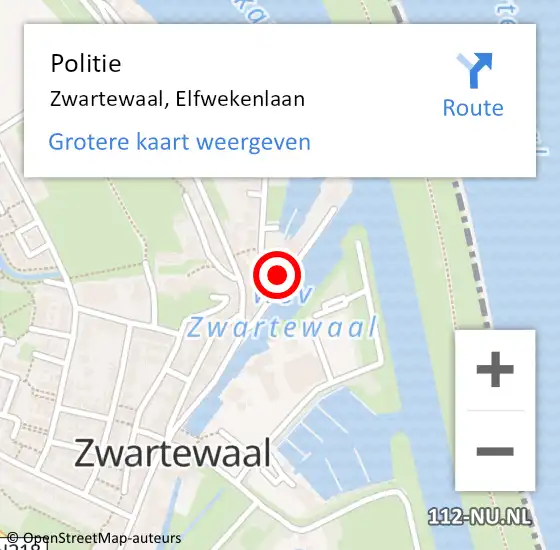 Locatie op kaart van de 112 melding: Politie Zwartewaal, Elfwekenlaan op 23 oktober 2023 15:51