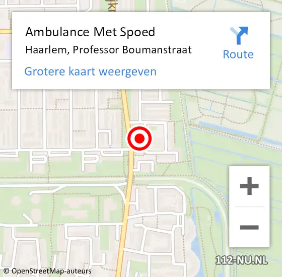 Locatie op kaart van de 112 melding: Ambulance Met Spoed Naar Haarlem, Professor Boumanstraat op 23 oktober 2023 16:10