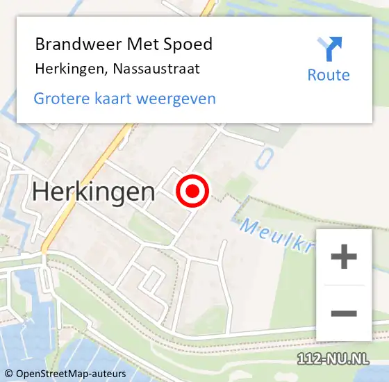 Locatie op kaart van de 112 melding: Brandweer Met Spoed Naar Herkingen, Nassaustraat op 23 oktober 2023 16:19