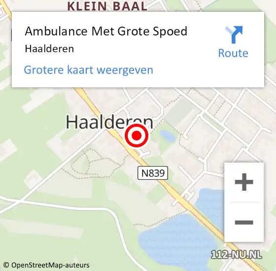 Locatie op kaart van de 112 melding: Ambulance Met Grote Spoed Naar Haalderen op 23 oktober 2023 16:51