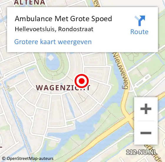 Locatie op kaart van de 112 melding: Ambulance Met Grote Spoed Naar Hellevoetsluis, Rondostraat op 23 oktober 2023 16:53