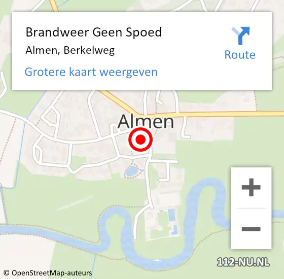 Locatie op kaart van de 112 melding: Brandweer Geen Spoed Naar Almen, Berkelweg op 23 oktober 2023 17:00