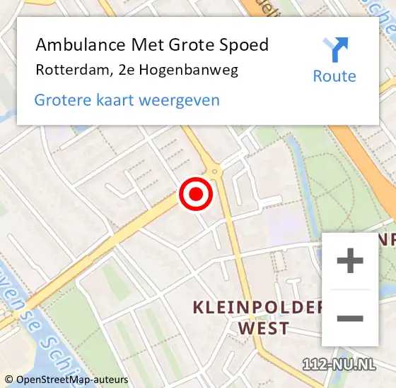 Locatie op kaart van de 112 melding: Ambulance Met Grote Spoed Naar Rotterdam, 2e Hogenbanweg op 23 oktober 2023 17:09