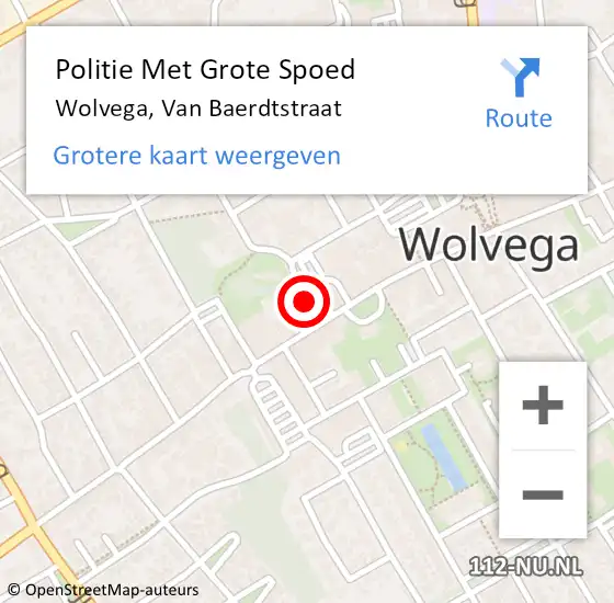 Locatie op kaart van de 112 melding: Politie Met Grote Spoed Naar Wolvega, Van Baerdtstraat op 23 oktober 2023 17:21