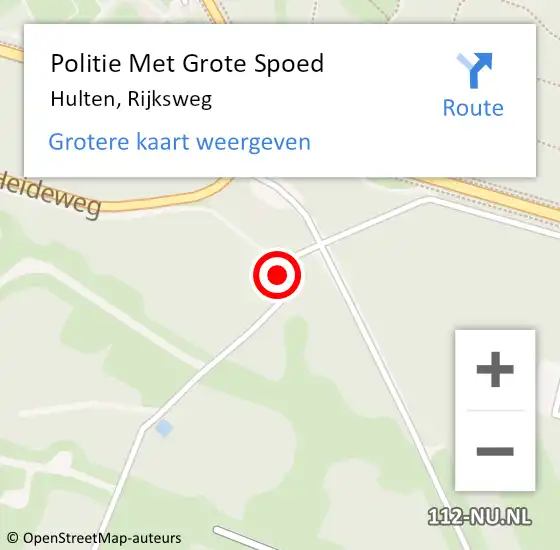 Locatie op kaart van de 112 melding: Politie Met Grote Spoed Naar Hulten, Rijksweg op 23 oktober 2023 17:21