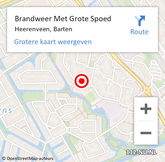 Locatie op kaart van de 112 melding: Brandweer Met Grote Spoed Naar Heerenveen, Barten op 23 oktober 2023 17:21