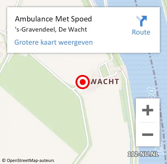 Locatie op kaart van de 112 melding: Ambulance Met Spoed Naar 's-Gravendeel, De Wacht op 23 oktober 2023 18:34