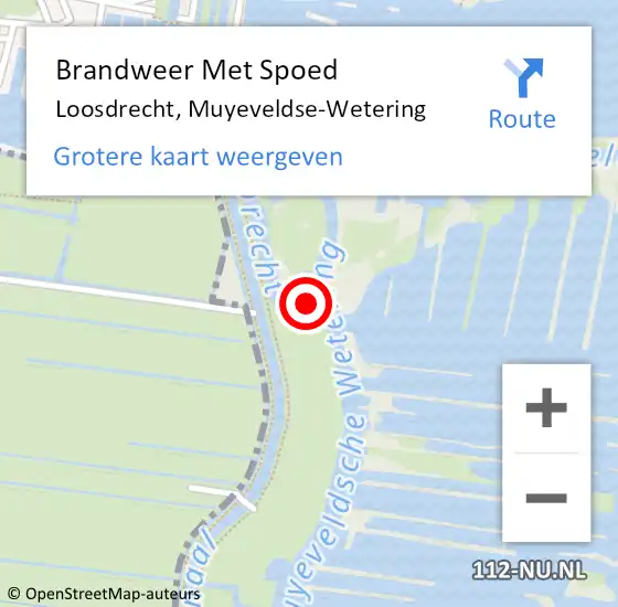 Locatie op kaart van de 112 melding: Brandweer Met Spoed Naar Loosdrecht, Muyeveldse-Wetering op 23 oktober 2023 18:39