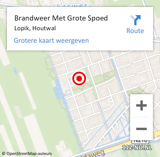 Locatie op kaart van de 112 melding: Brandweer Met Grote Spoed Naar Lopik, Houtwal op 23 oktober 2023 18:46