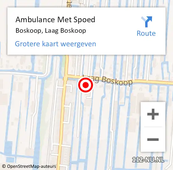 Locatie op kaart van de 112 melding: Ambulance Met Spoed Naar Boskoop, Laag Boskoop op 23 oktober 2023 18:55