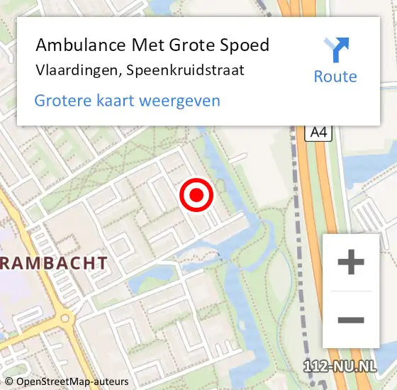 Locatie op kaart van de 112 melding: Ambulance Met Grote Spoed Naar Vlaardingen, Speenkruidstraat op 23 oktober 2023 19:14