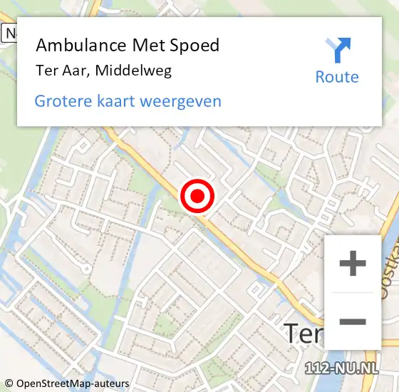 Locatie op kaart van de 112 melding: Ambulance Met Spoed Naar Ter Aar, Middelweg op 23 oktober 2023 19:28