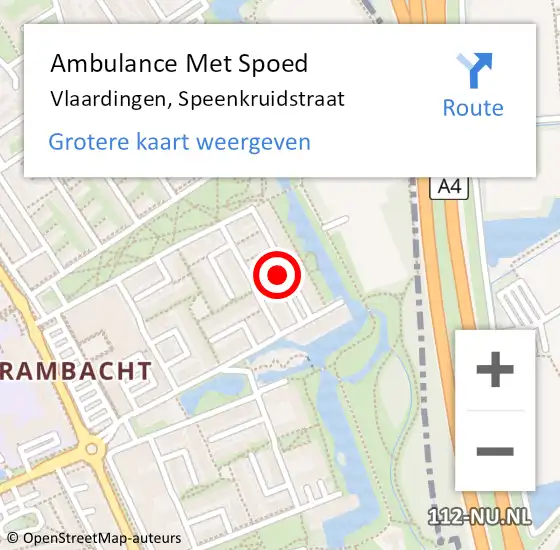 Locatie op kaart van de 112 melding: Ambulance Met Spoed Naar Vlaardingen, Speenkruidstraat op 23 oktober 2023 19:37