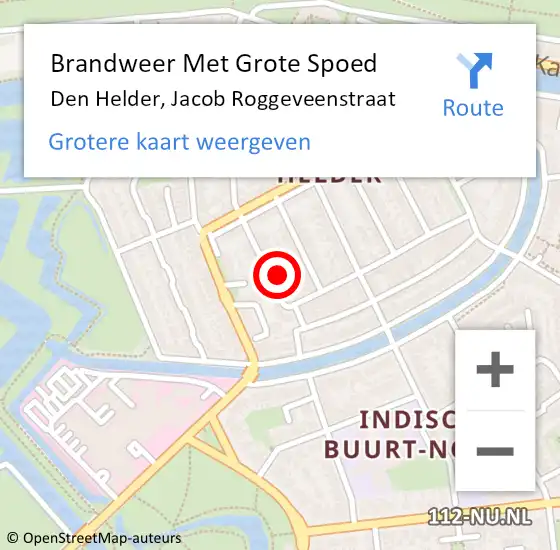 Locatie op kaart van de 112 melding: Brandweer Met Grote Spoed Naar Den Helder, Jacob Roggeveenstraat op 23 oktober 2023 19:48