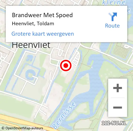 Locatie op kaart van de 112 melding: Brandweer Met Spoed Naar Heenvliet, Toldam op 23 oktober 2023 19:50