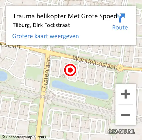 Locatie op kaart van de 112 melding: Trauma helikopter Met Grote Spoed Naar Tilburg, Dirk Fockstraat op 23 oktober 2023 19:55