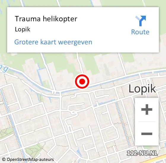 Locatie op kaart van de 112 melding: Trauma helikopter Lopik op 23 oktober 2023 20:20