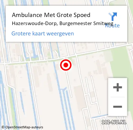 Locatie op kaart van de 112 melding: Ambulance Met Grote Spoed Naar Hazerswoude-Dorp, Burgemeester Smitweg op 23 oktober 2023 20:22
