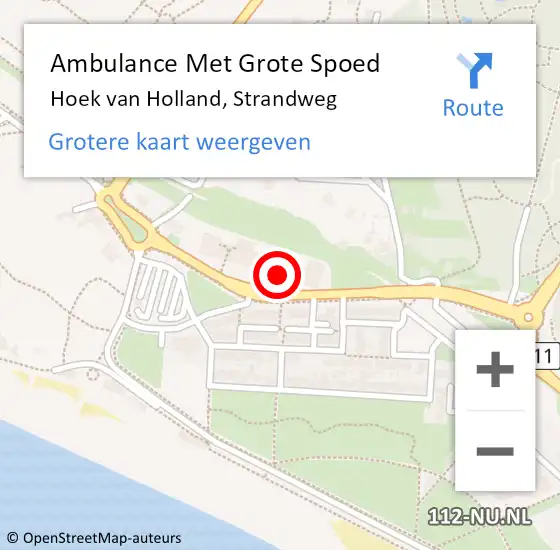 Locatie op kaart van de 112 melding: Ambulance Met Grote Spoed Naar Hoek van Holland, Strandweg op 23 oktober 2023 20:27