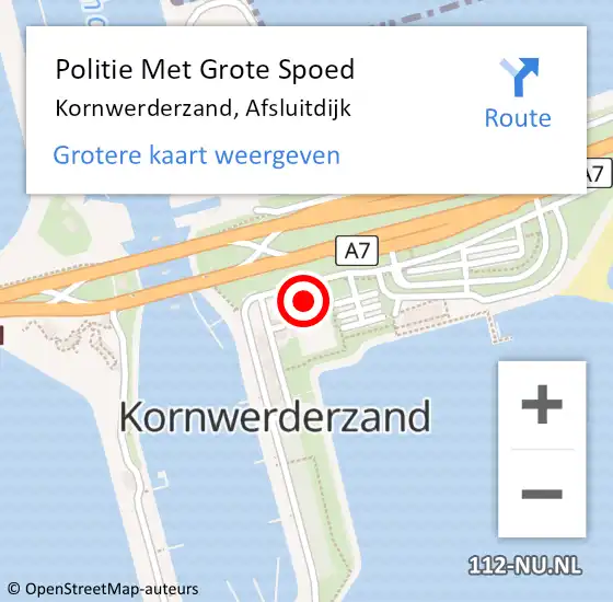 Locatie op kaart van de 112 melding: Politie Met Grote Spoed Naar Kornwerderzand, Afsluitdijk op 23 oktober 2023 20:38