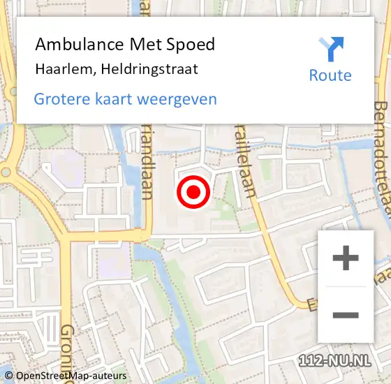 Locatie op kaart van de 112 melding: Ambulance Met Spoed Naar Haarlem, Heldringstraat op 23 oktober 2023 20:38