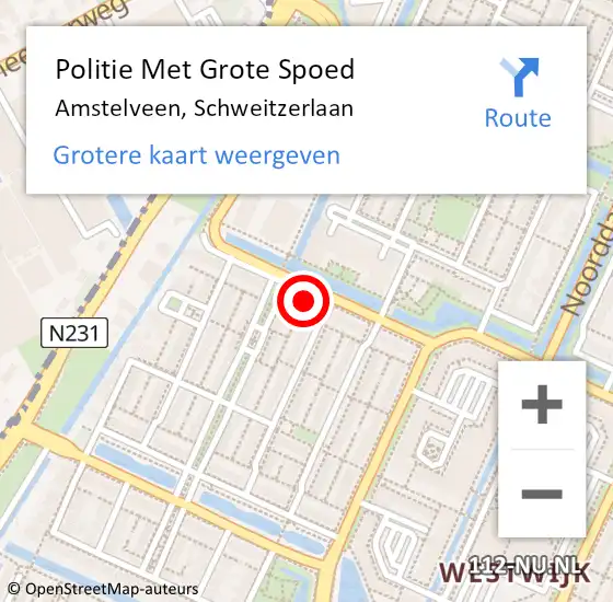 Locatie op kaart van de 112 melding: Politie Met Grote Spoed Naar Amstelveen, Schweitzerlaan op 23 oktober 2023 20:40