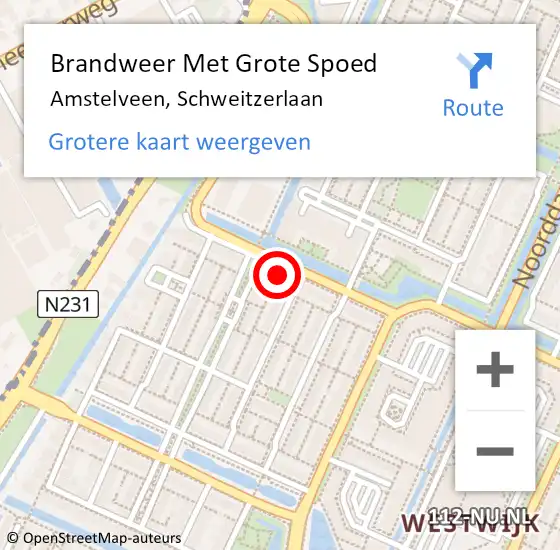 Locatie op kaart van de 112 melding: Brandweer Met Grote Spoed Naar Amstelveen, Schweitzerlaan op 23 oktober 2023 20:40