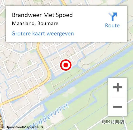 Locatie op kaart van de 112 melding: Brandweer Met Spoed Naar Maasland, Boumare op 23 oktober 2023 20:40