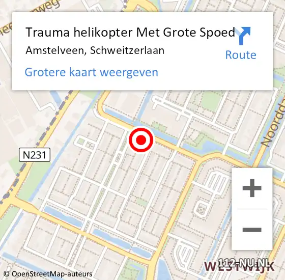 Locatie op kaart van de 112 melding: Trauma helikopter Met Grote Spoed Naar Amstelveen, Schweitzerlaan op 23 oktober 2023 20:42