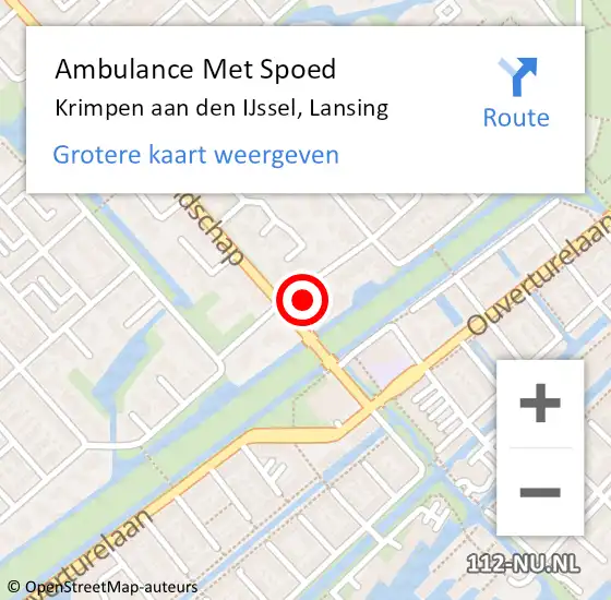 Locatie op kaart van de 112 melding: Ambulance Met Spoed Naar Krimpen aan den IJssel, Lansing op 23 oktober 2023 21:23