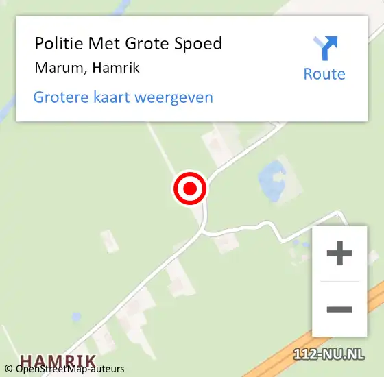 Locatie op kaart van de 112 melding: Politie Met Grote Spoed Naar Marum, Hamrik op 23 oktober 2023 22:07