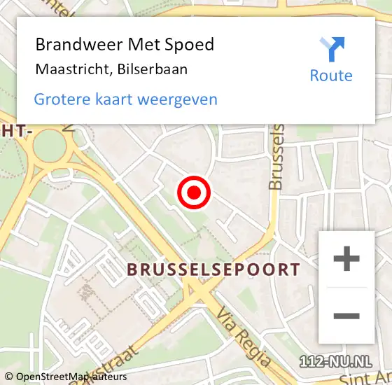 Locatie op kaart van de 112 melding: Brandweer Met Spoed Naar Maastricht, Bilserbaan op 23 oktober 2023 22:55