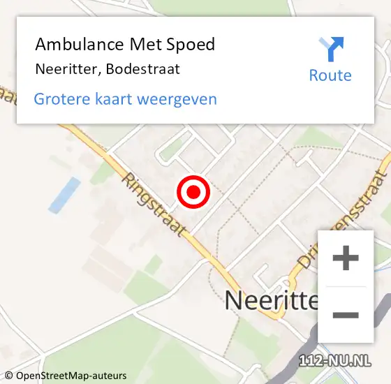 Locatie op kaart van de 112 melding: Ambulance Met Spoed Naar Neeritter, Bodestraat op 24 oktober 2023 00:19