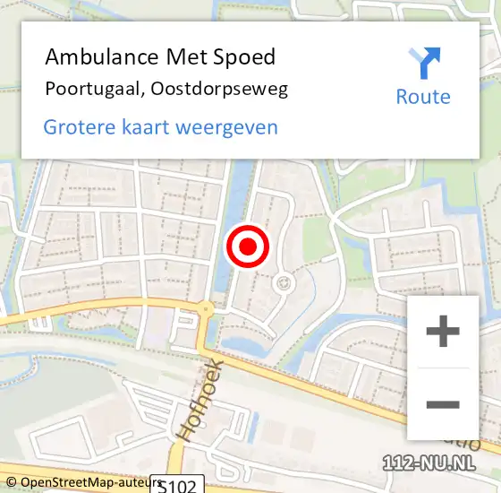 Locatie op kaart van de 112 melding: Ambulance Met Spoed Naar Poortugaal, Oostdorpseweg op 24 oktober 2023 01:23