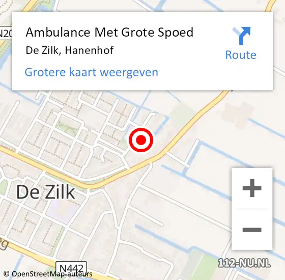 Locatie op kaart van de 112 melding: Ambulance Met Grote Spoed Naar De Zilk, Hanenhof op 24 oktober 2023 02:18
