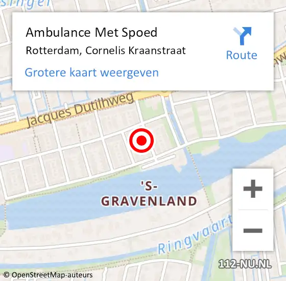 Locatie op kaart van de 112 melding: Ambulance Met Spoed Naar Rotterdam, Cornelis Kraanstraat op 24 oktober 2023 02:23