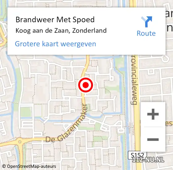 Locatie op kaart van de 112 melding: Brandweer Met Spoed Naar Koog aan de Zaan, Zonderland op 24 oktober 2023 03:04