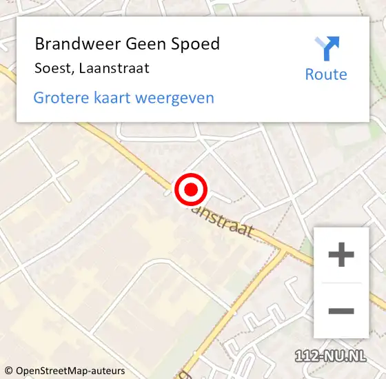 Locatie op kaart van de 112 melding: Brandweer Geen Spoed Naar Soest, Laanstraat op 24 oktober 2023 04:06