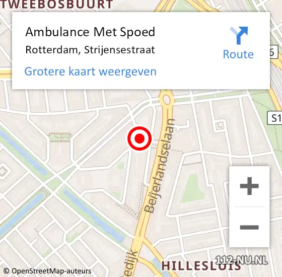 Locatie op kaart van de 112 melding: Ambulance Met Spoed Naar Rotterdam, Strijensestraat op 24 oktober 2023 04:50