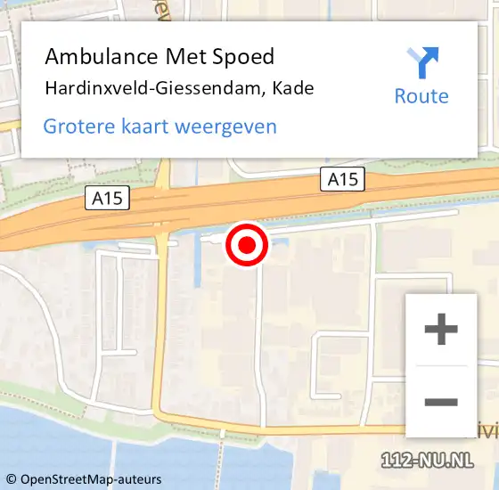 Locatie op kaart van de 112 melding: Ambulance Met Spoed Naar Hardinxveld-Giessendam, Kade op 24 oktober 2023 07:38