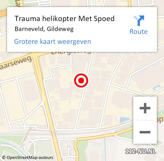 Locatie op kaart van de 112 melding: Trauma helikopter Met Spoed Naar Barneveld, Gildeweg op 24 oktober 2023 08:28
