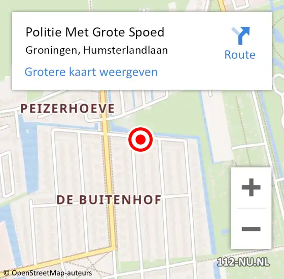 Locatie op kaart van de 112 melding: Politie Met Grote Spoed Naar Groningen, Humsterlandlaan op 24 oktober 2023 08:35