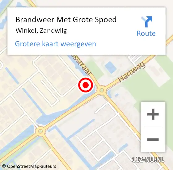 Locatie op kaart van de 112 melding: Brandweer Met Grote Spoed Naar Winkel, Zandwilg op 24 oktober 2023 08:40