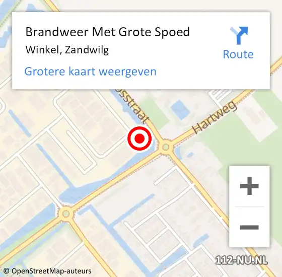 Locatie op kaart van de 112 melding: Brandweer Met Grote Spoed Naar Winkel, Zandwilg op 24 oktober 2023 08:42