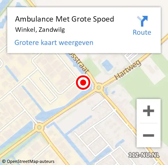 Locatie op kaart van de 112 melding: Ambulance Met Grote Spoed Naar Winkel, Zandwilg op 24 oktober 2023 08:45