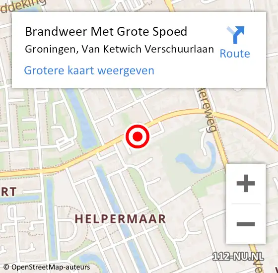 Locatie op kaart van de 112 melding: Brandweer Met Grote Spoed Naar Groningen, Van Ketwich Verschuurlaan op 24 oktober 2023 08:47