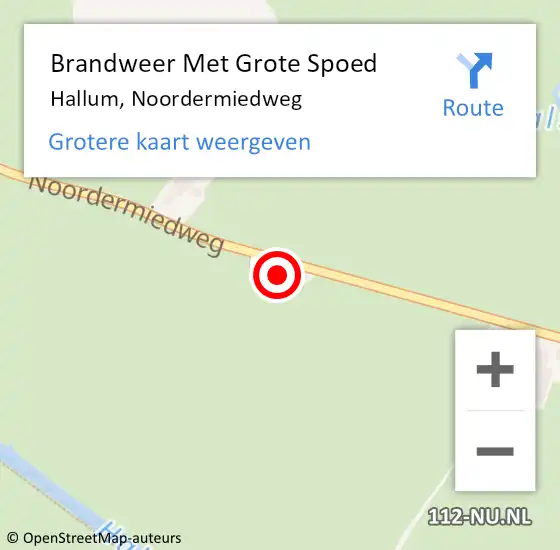 Locatie op kaart van de 112 melding: Brandweer Met Grote Spoed Naar Hallum, Noordermiedweg op 24 oktober 2023 09:18